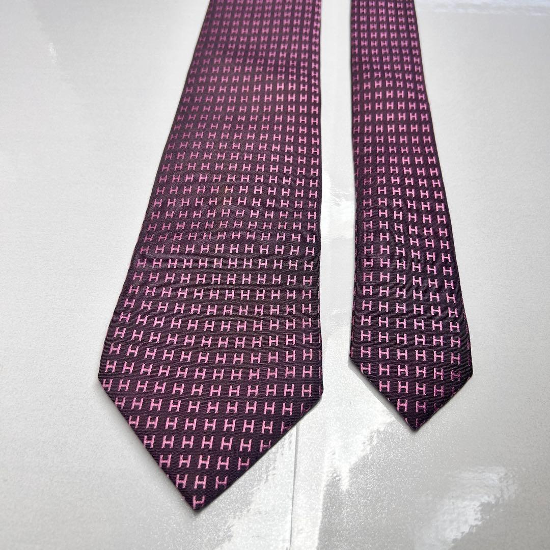 HERMES エルメス 極美品 ネクタイ ファソネ H柄 H織 人気 バイカラー