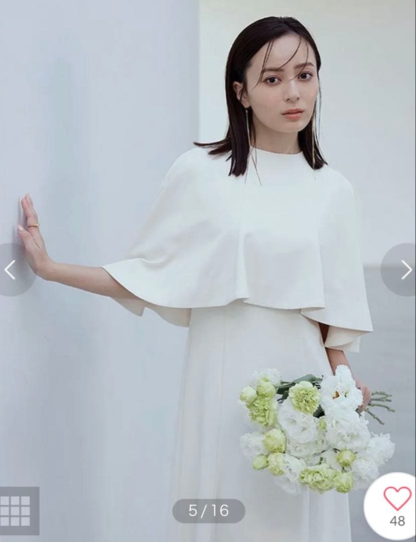 【美品】anuans 2way ケープナローワンピース M IVORY