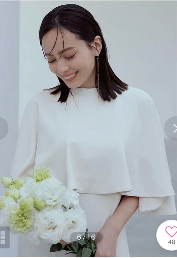 【美品】anuans 2way ケープナローワンピース M IVORY