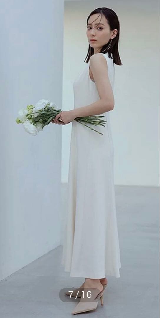 【美品】anuans 2way ケープナローワンピース M IVORY