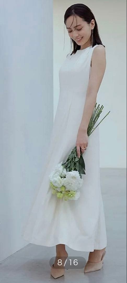 【美品】anuans 2way ケープナローワンピース M IVORY