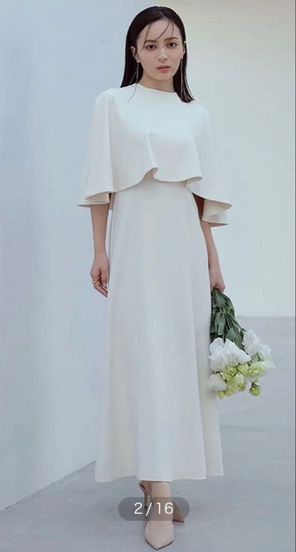 【美品】anuans 2way ケープナローワンピース M IVORY