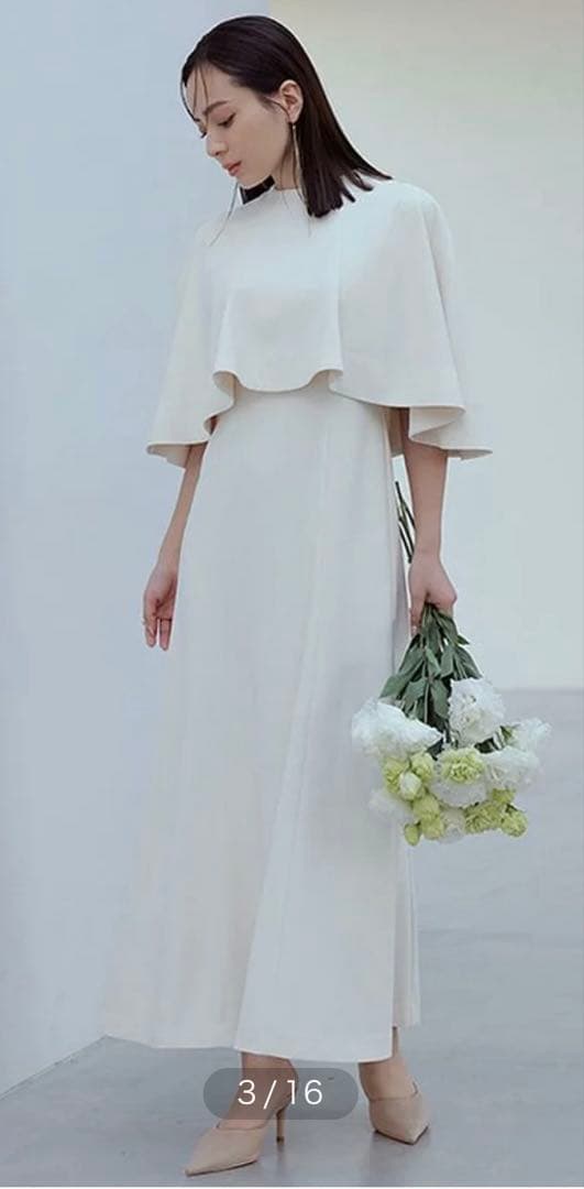 【美品】anuans 2way ケープナローワンピース M IVORY