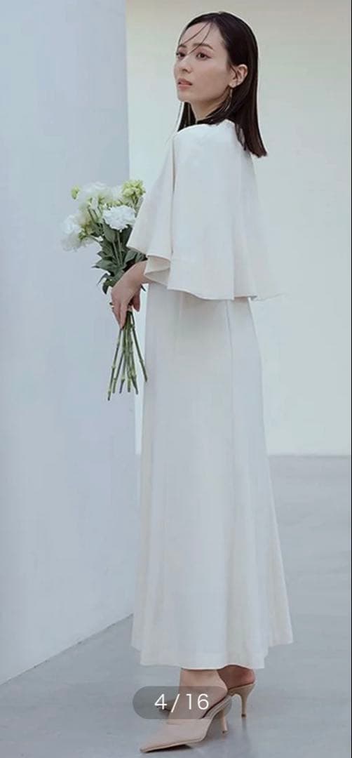 【美品】anuans 2way ケープナローワンピース M IVORY