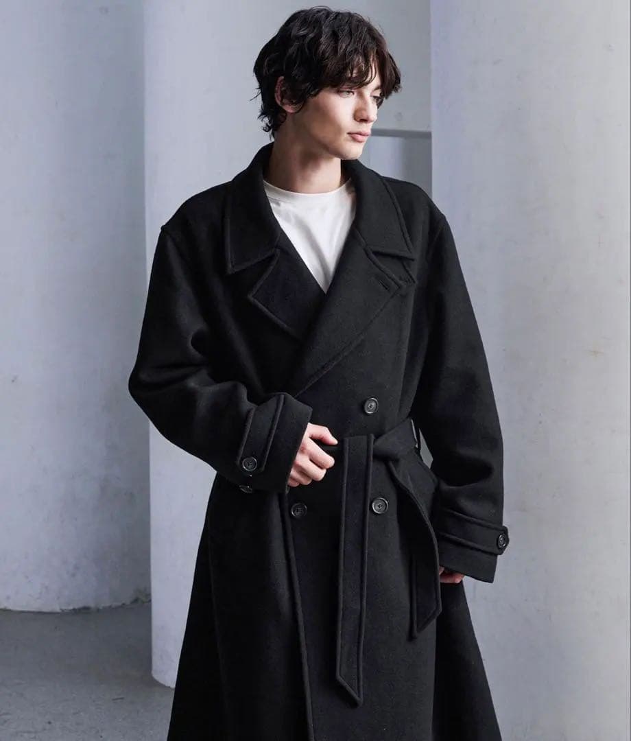 CLEL ウールブレンドテックメルトンダブルチェスターコート　CLELコート