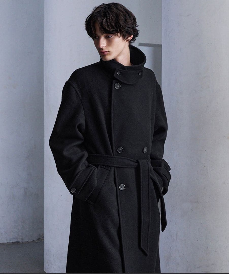 CLEL ウールブレンドテックメルトンダブルチェスターコート　CLELコート