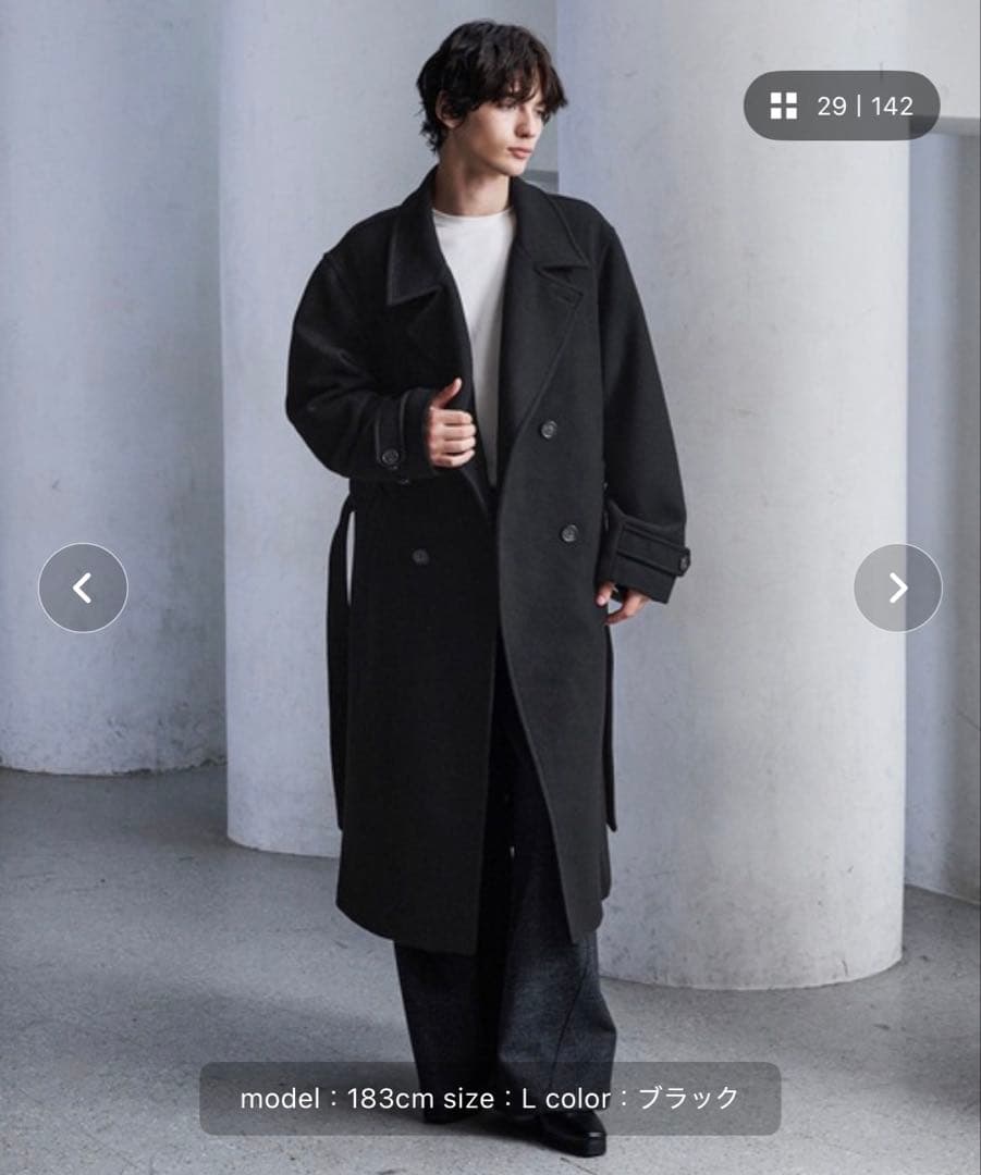 CLEL ウールブレンドテックメルトンダブルチェスターコート　CLELコート