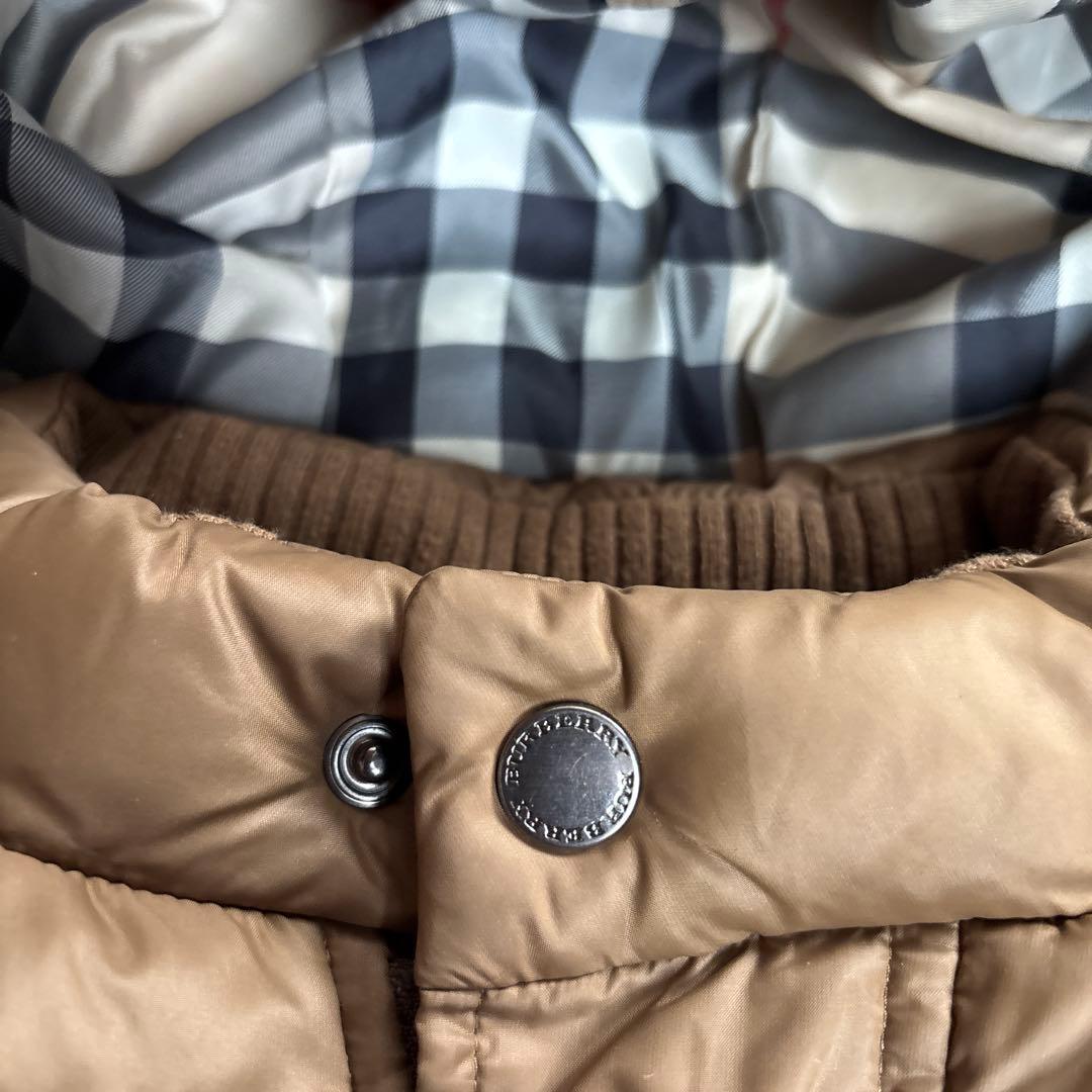 バーバリーロンドン　ダウンジャケット　茶系　120　メガノバチェック