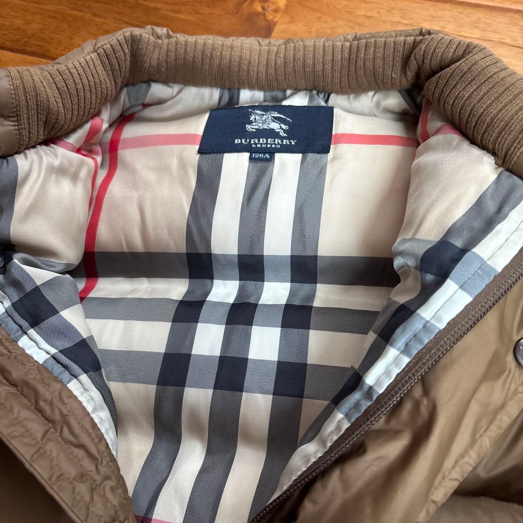 バーバリーロンドン　ダウンジャケット　茶系　120　メガノバチェック