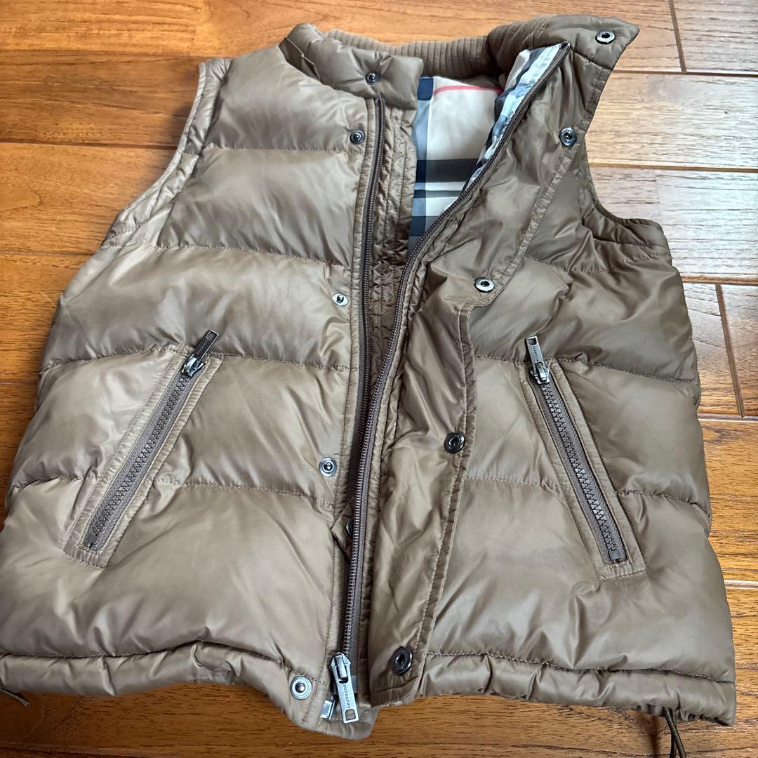 バーバリーロンドン　ダウンジャケット　茶系　120　メガノバチェック