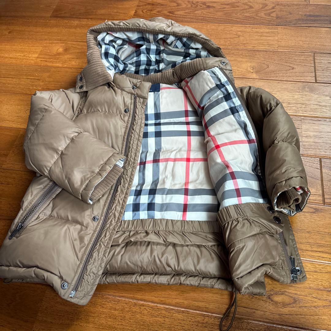 バーバリーロンドン　ダウンジャケット　茶系　120　メガノバチェック