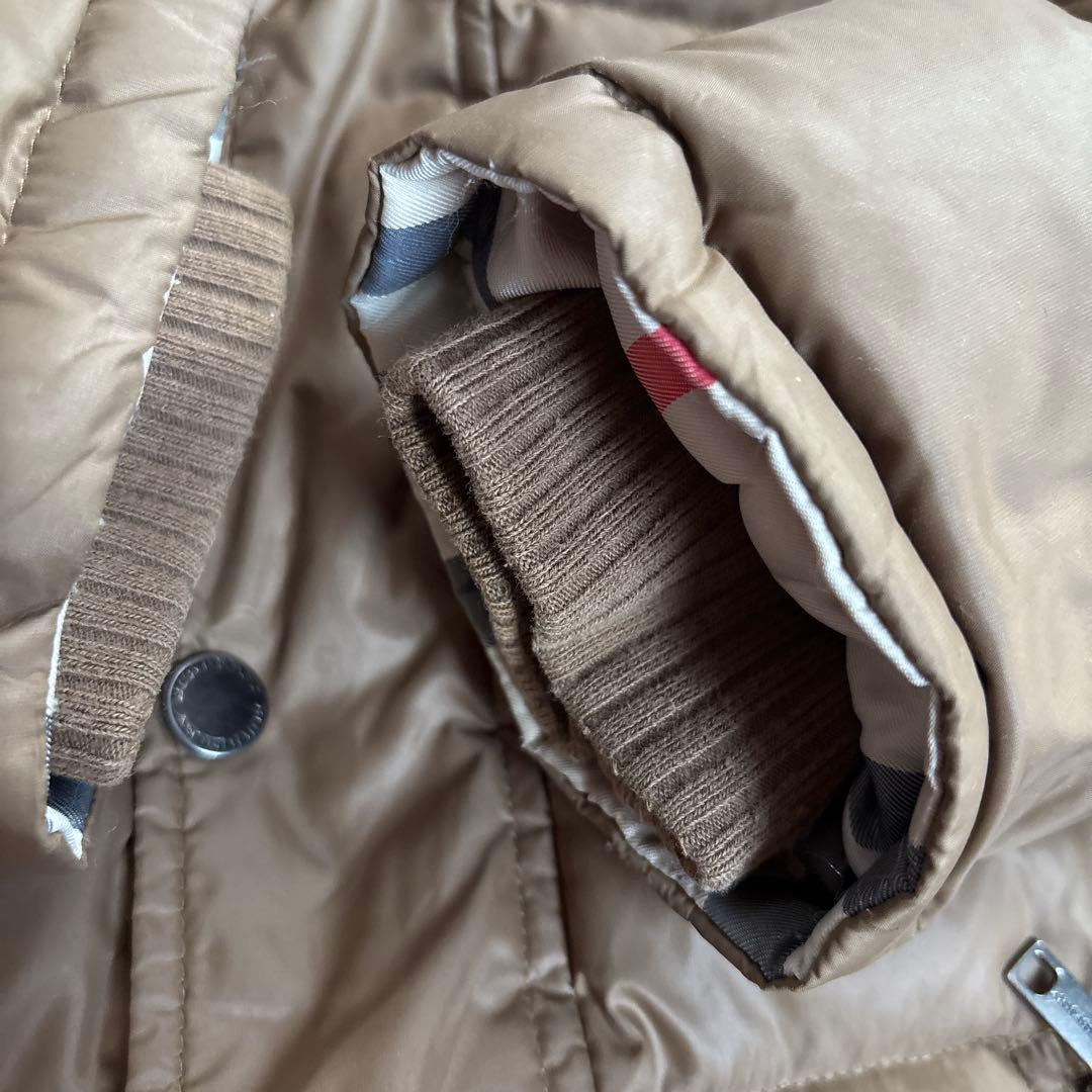 バーバリーロンドン　ダウンジャケット　茶系　120　メガノバチェック