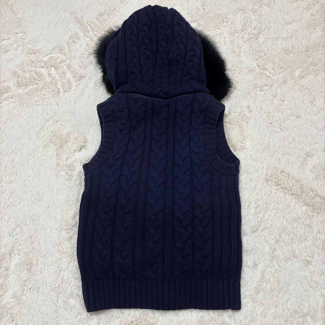 【タグ付】アナイ　ケーブルニット　フォックスファー　ダウン　ベスト　S　3way