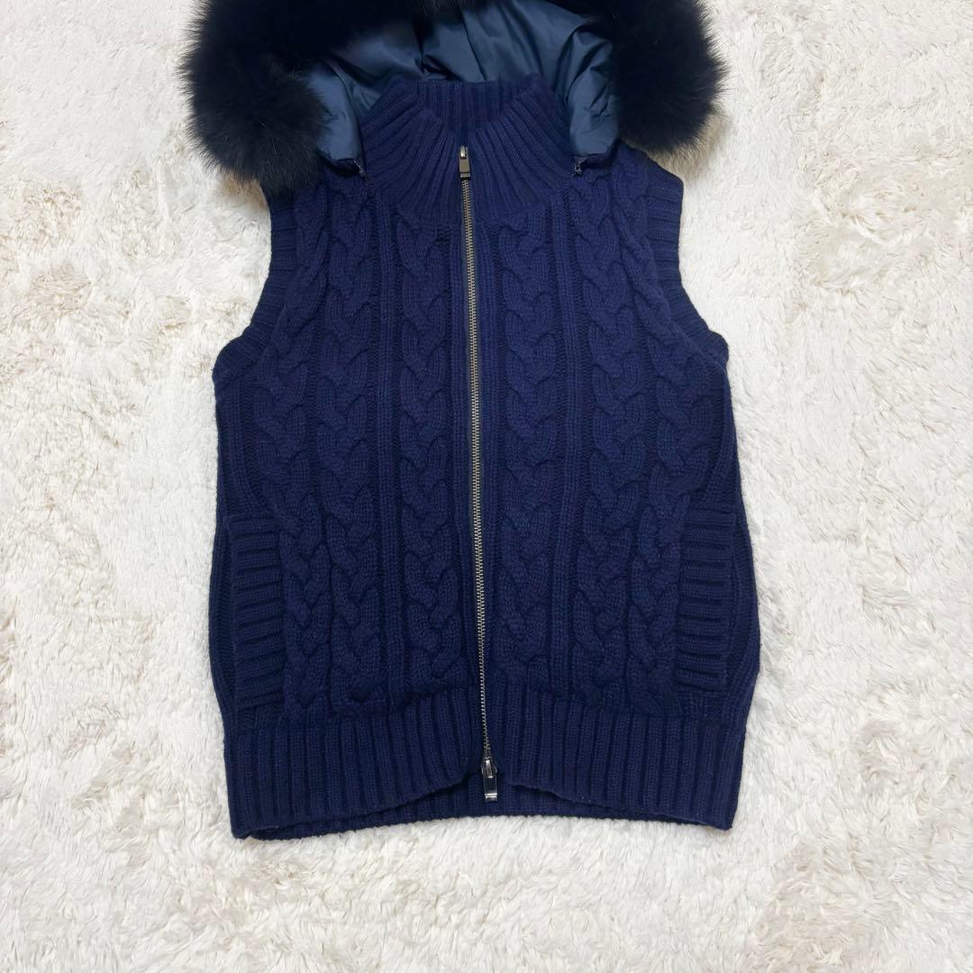 【タグ付】アナイ　ケーブルニット　フォックスファー　ダウン　ベスト　S　3way