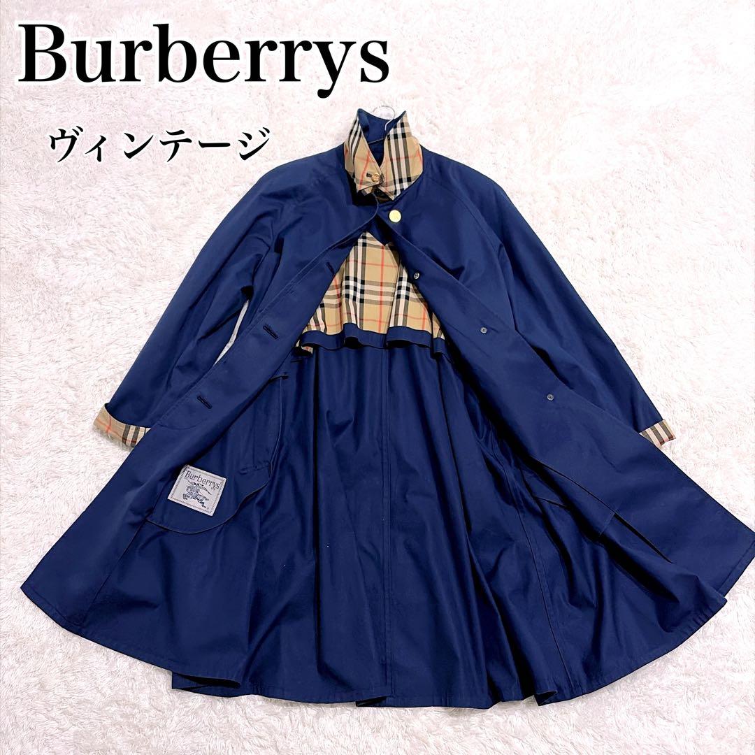 Burberrys 美品✨ステンカラーコート　ビンテージ　ネイビー ノバチェック