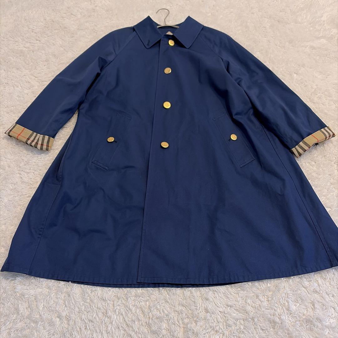 Burberrys 美品✨ステンカラーコート　ビンテージ　ネイビー ノバチェック