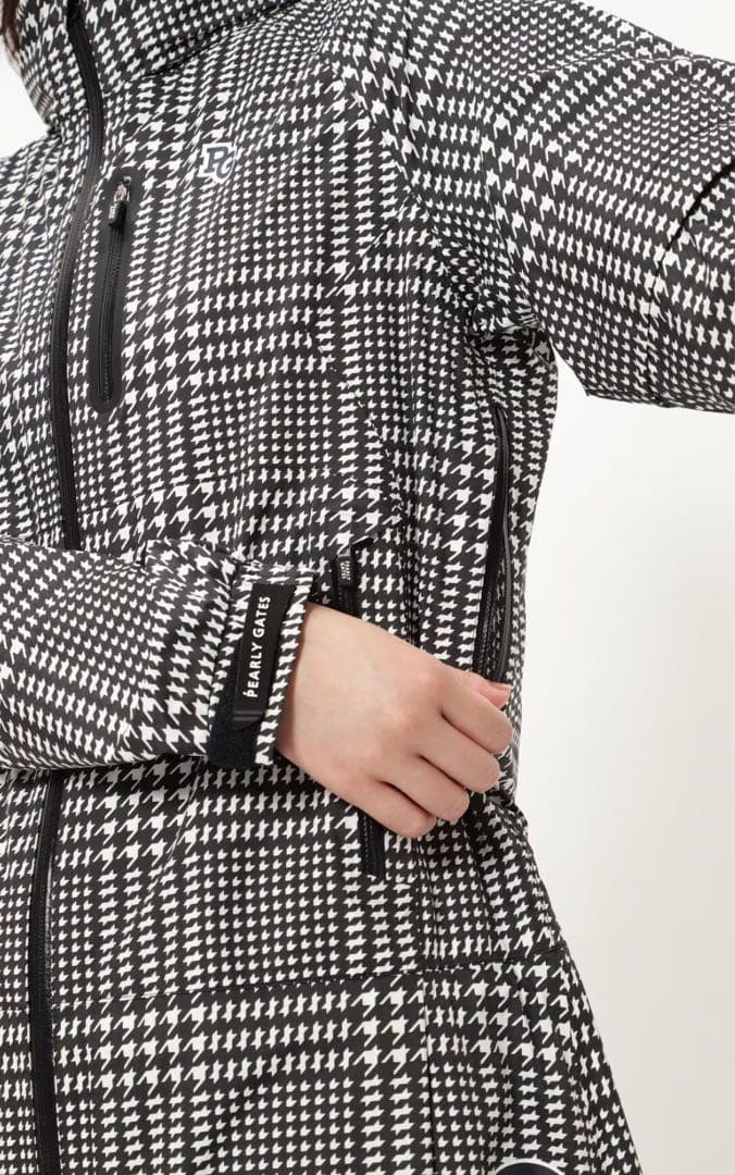 新品　パーリーゲイツ　ワンピース　レインウェア　千鳥柄　ストレッチ　サイズ1