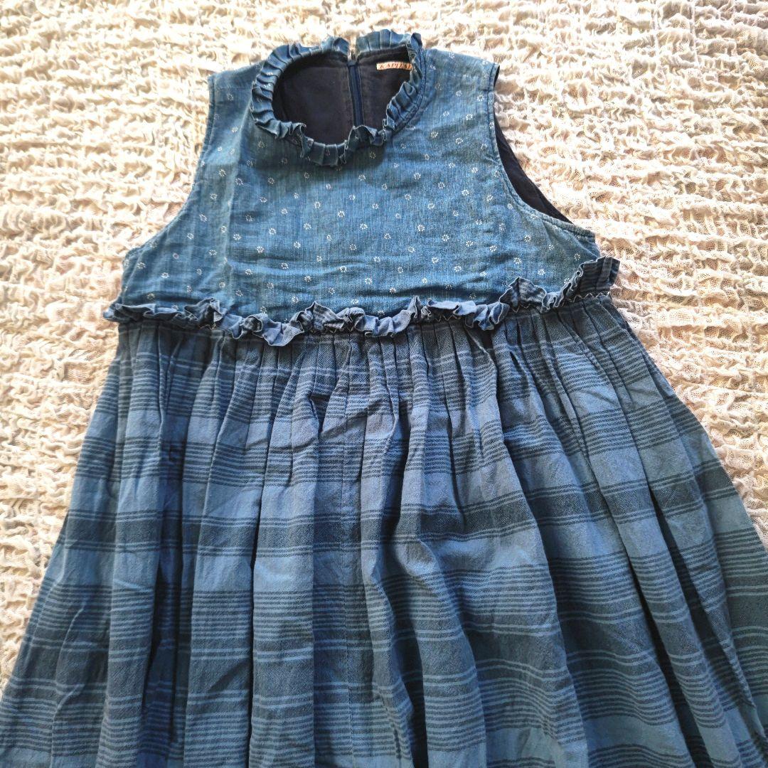 KAPITAL　インディゴ　変形デザイン　ピコフリル　バルーン　オールインワン