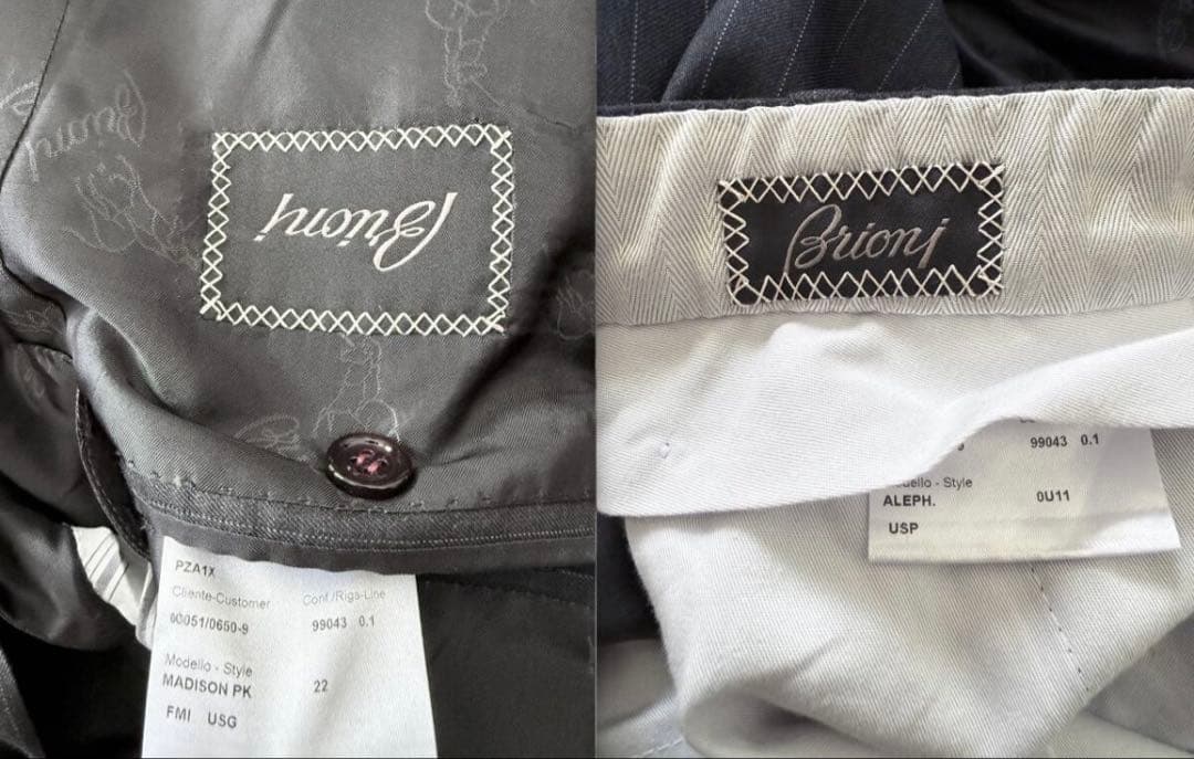 【新品/定価93万5000円/付属品付】ブリオーニ　グレー　スーツ　セットアップ