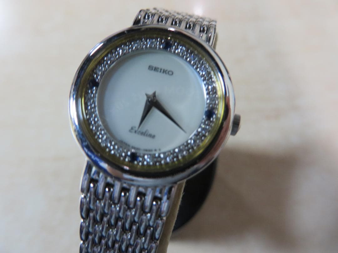 セイコー　エクセリーヌ　20P ダイヤ　4P サファイア　シェル文字　新電池