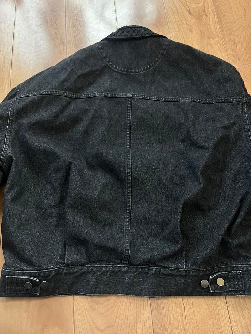 mamekrogouchi コード刺繍 ブラックデニムジャケット