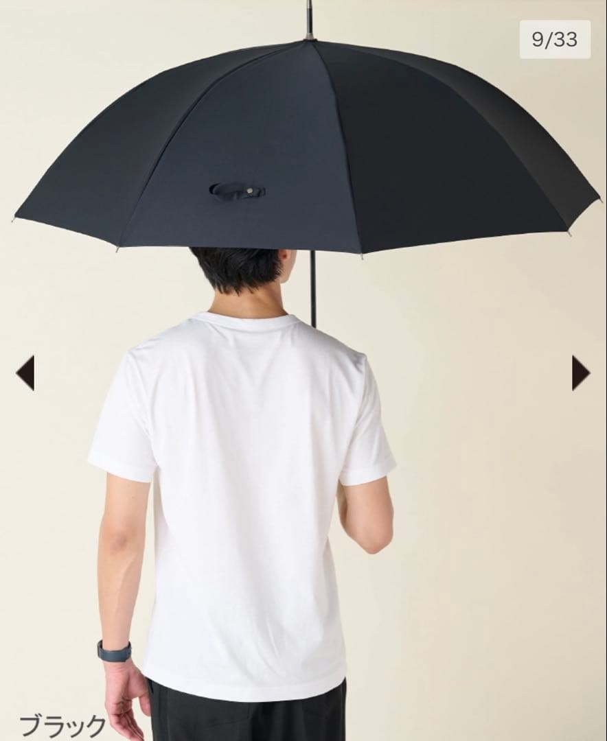 【即購入OK】サンバリア100 長傘 LLサイズ/ 無地 ブラック 直径107