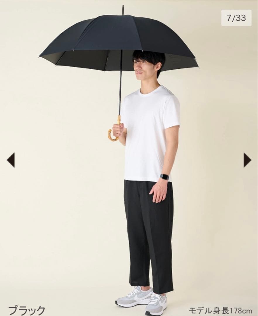 【即購入OK】サンバリア100 長傘 LLサイズ/ 無地 ブラック 直径107