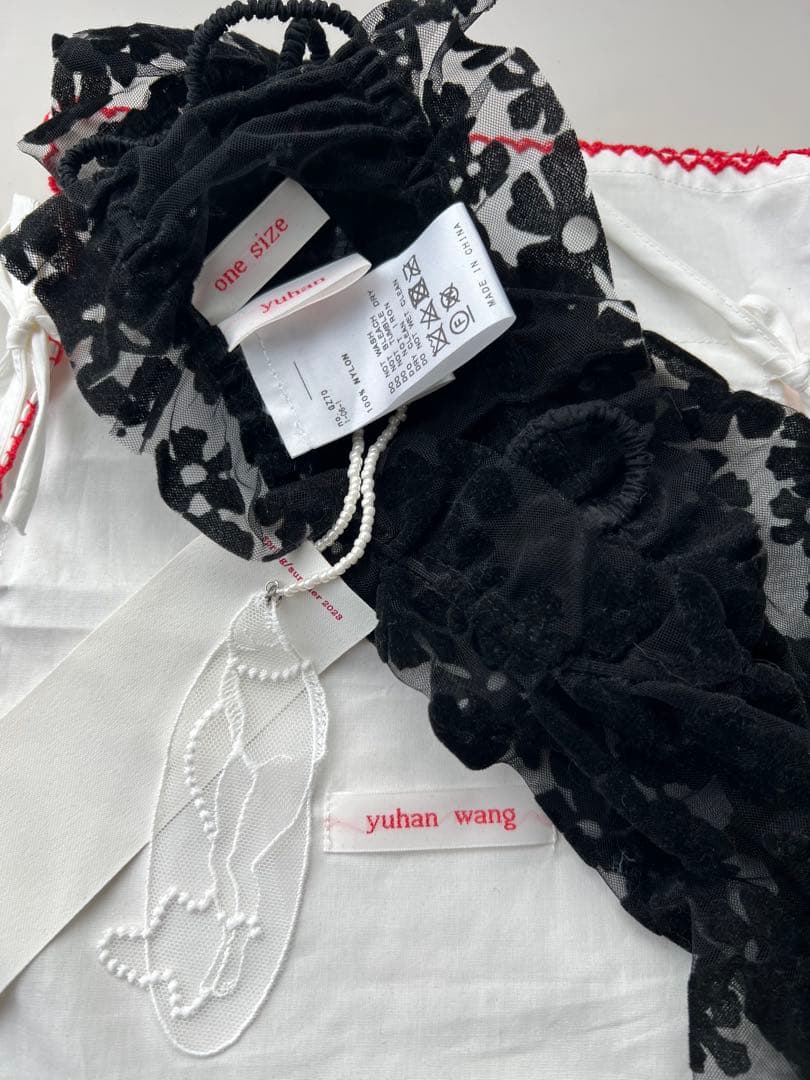 YUHAN WANG フローラルレースグローブ　黒