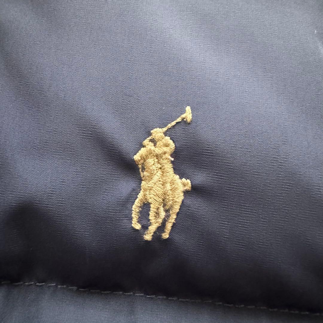 【ポロラルフローレン】 ダウンベスト ポニー フード ジップアップ M 紺