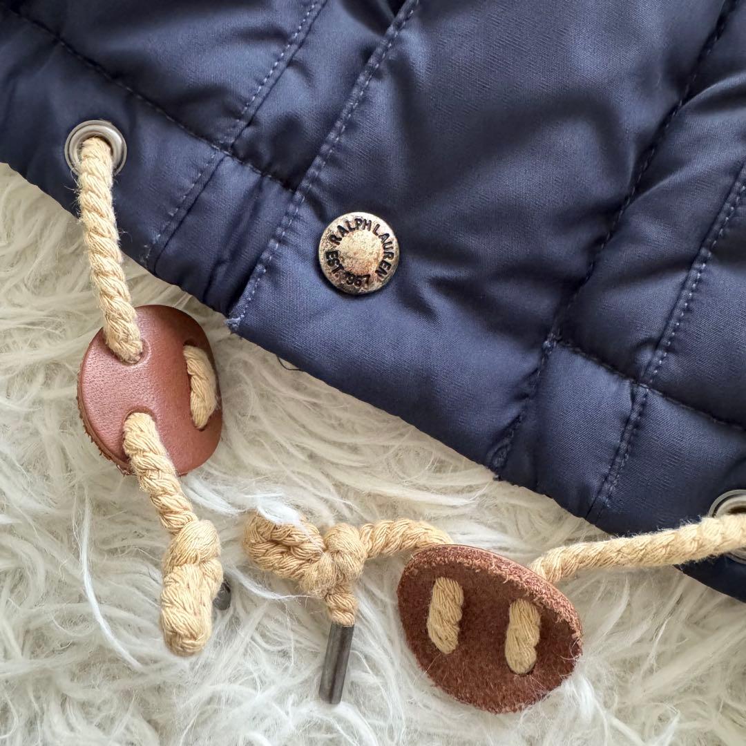 【ポロラルフローレン】 ダウンベスト ポニー フード ジップアップ M 紺