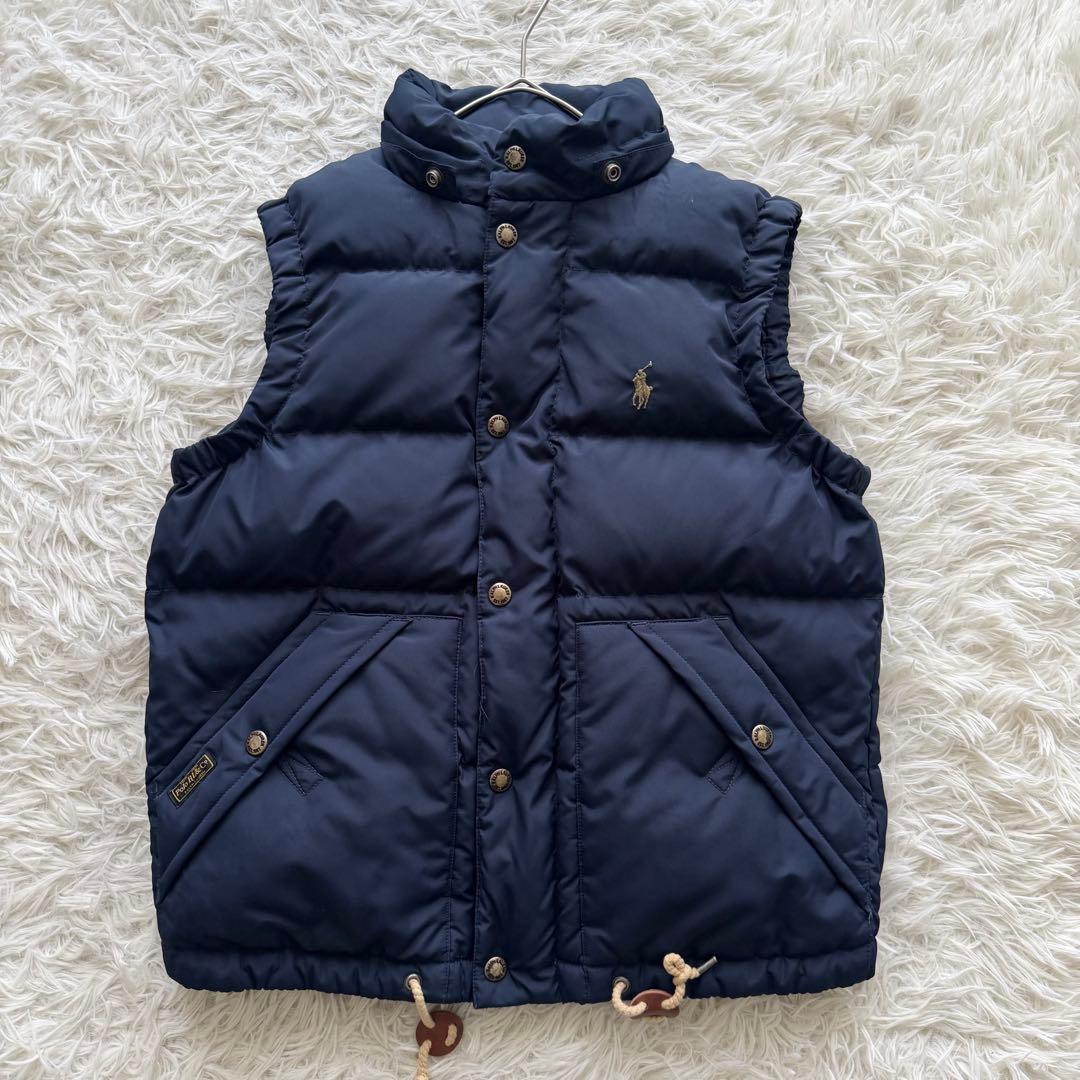 【ポロラルフローレン】 ダウンベスト ポニー フード ジップアップ M 紺