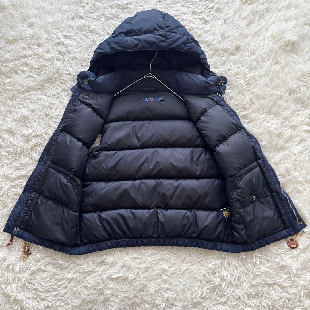 【ポロラルフローレン】 ダウンベスト ポニー フード ジップアップ M 紺