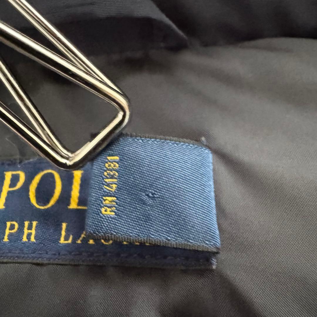 【ポロラルフローレン】 ダウンベスト ポニー フード ジップアップ M 紺