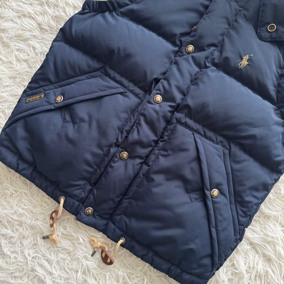 【ポロラルフローレン】 ダウンベスト ポニー フード ジップアップ M 紺