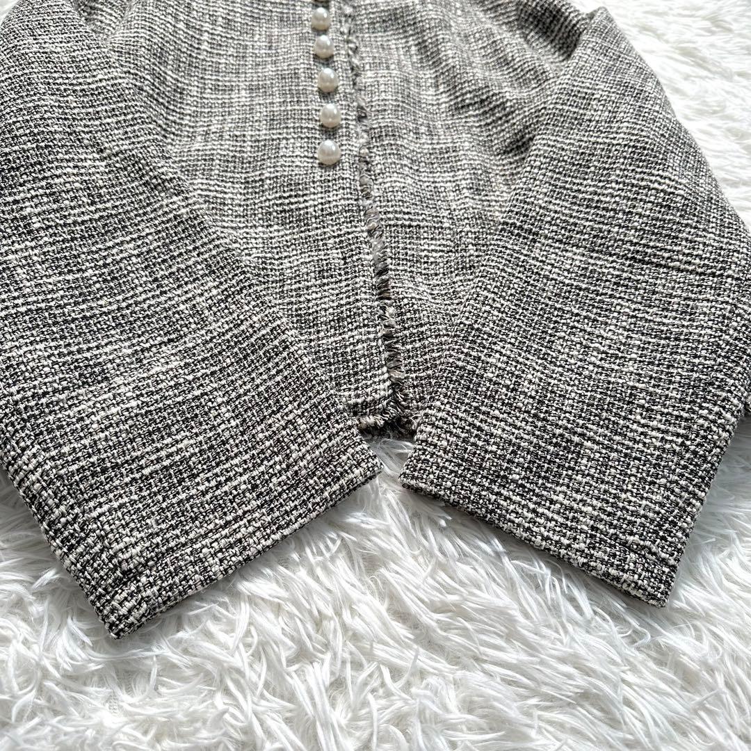 【美品】 SHIPS　スラブ ツイード ノーカラー ジャケット　パールボタン