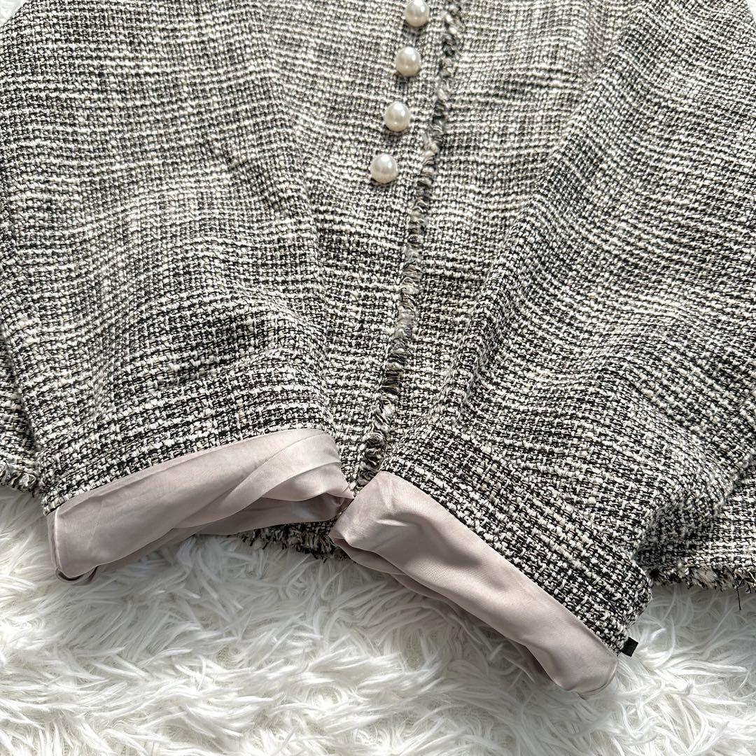 【美品】 SHIPS　スラブ ツイード ノーカラー ジャケット　パールボタン