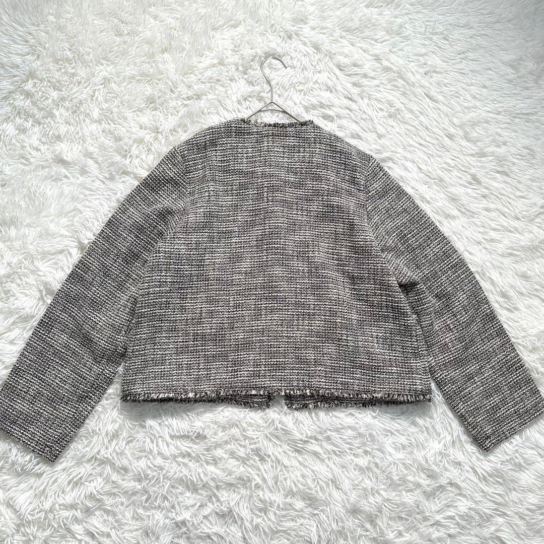 【美品】 SHIPS　スラブ ツイード ノーカラー ジャケット　パールボタン