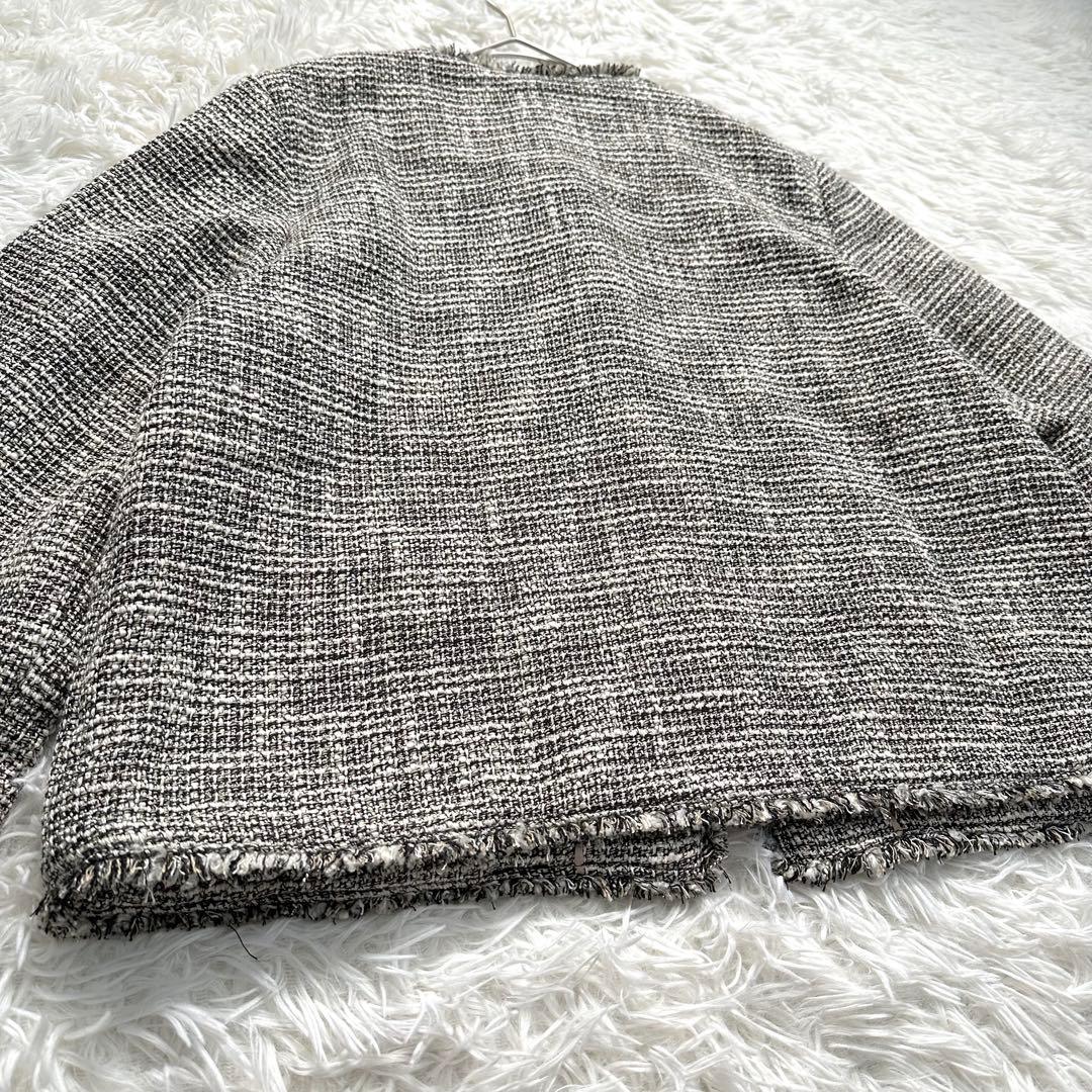 【美品】 SHIPS　スラブ ツイード ノーカラー ジャケット　パールボタン