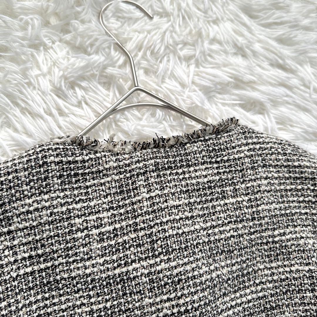 【美品】 SHIPS　スラブ ツイード ノーカラー ジャケット　パールボタン