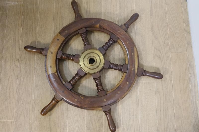 船　ヨット　舵　インテリア　アンティーク　ビンテージ　木製　本物　antique