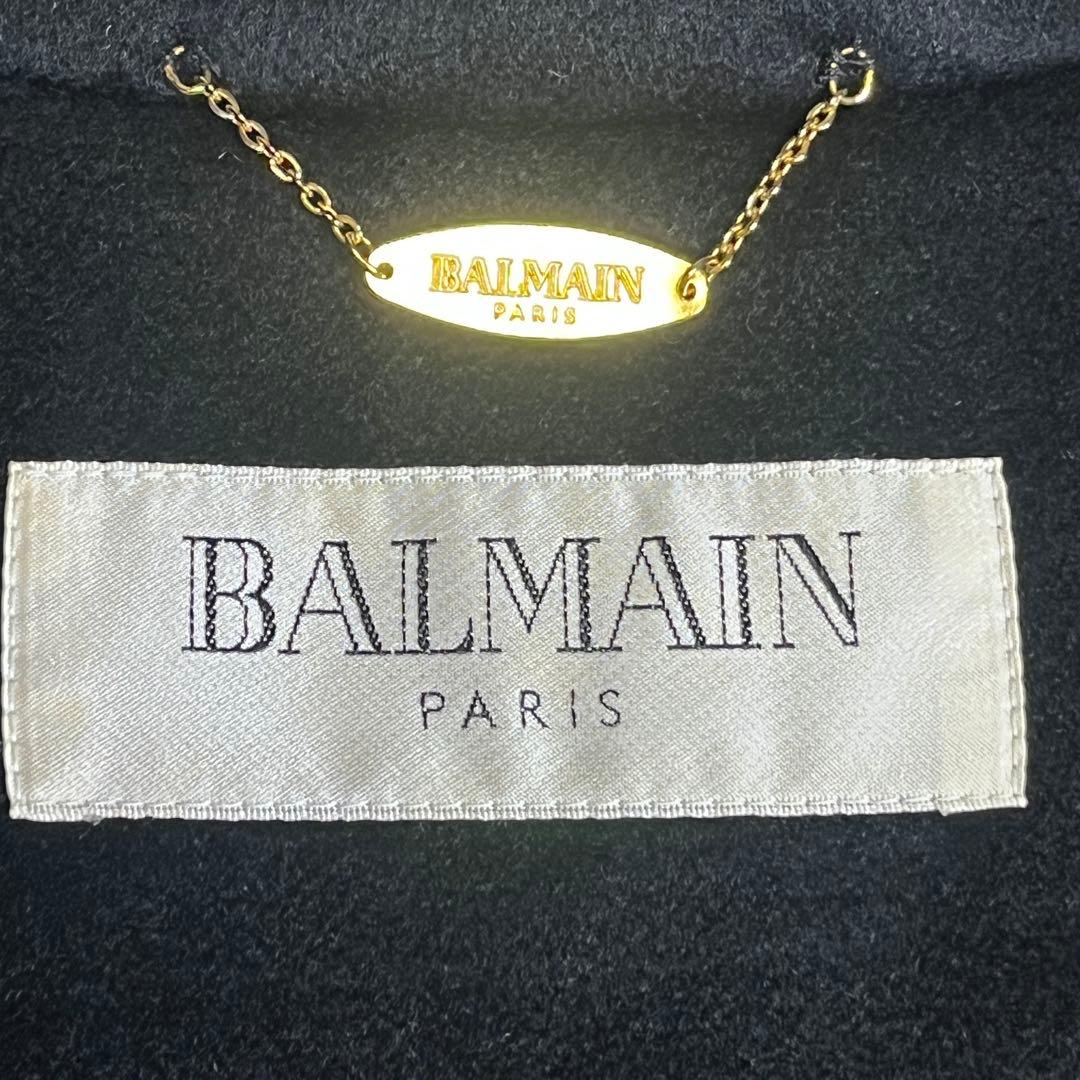 BALMAIN バルマン カシミヤ100% 裏地シルク ロングコート Mブラック