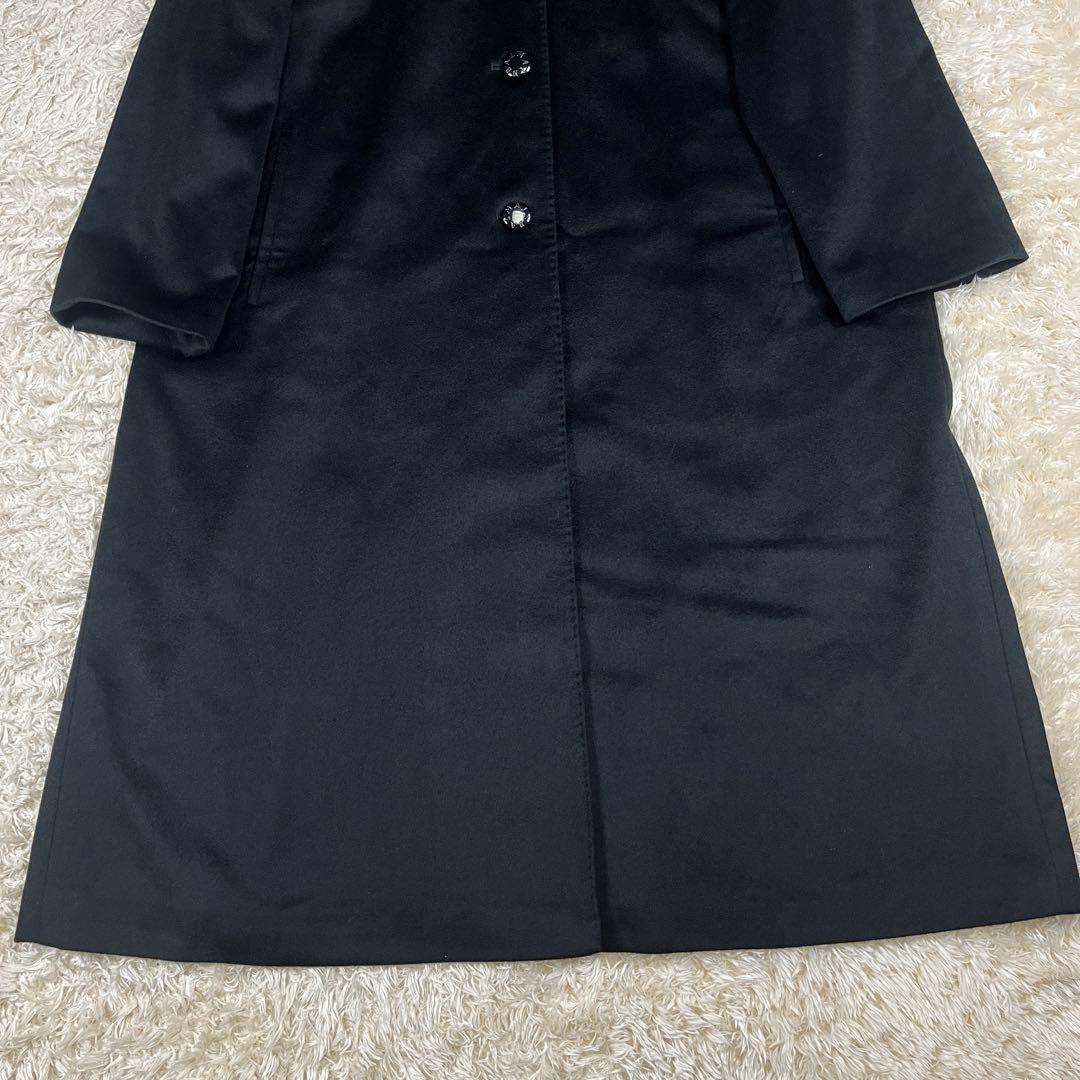 BALMAIN バルマン カシミヤ100% 裏地シルク ロングコート Mブラック