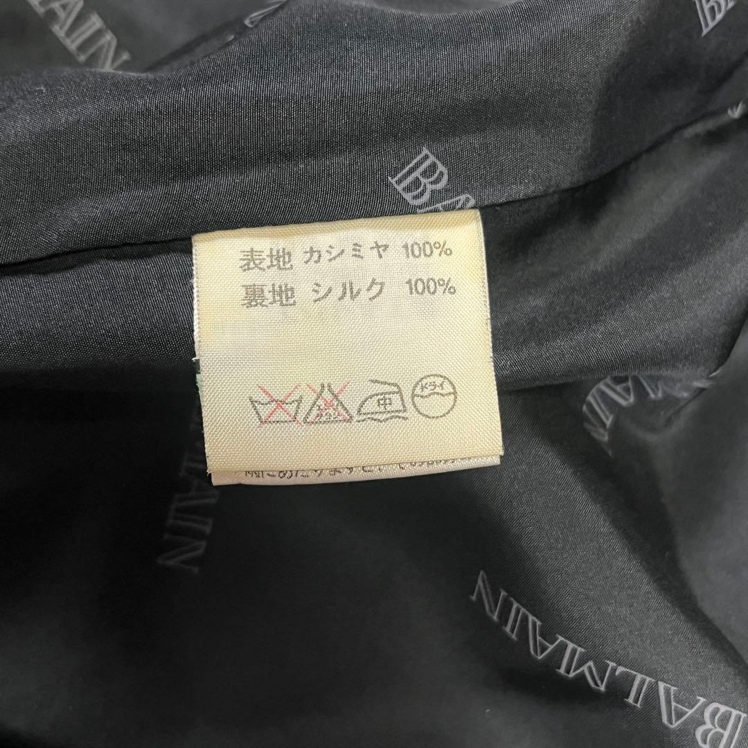 BALMAIN バルマン カシミヤ100% 裏地シルク ロングコート Mブラック