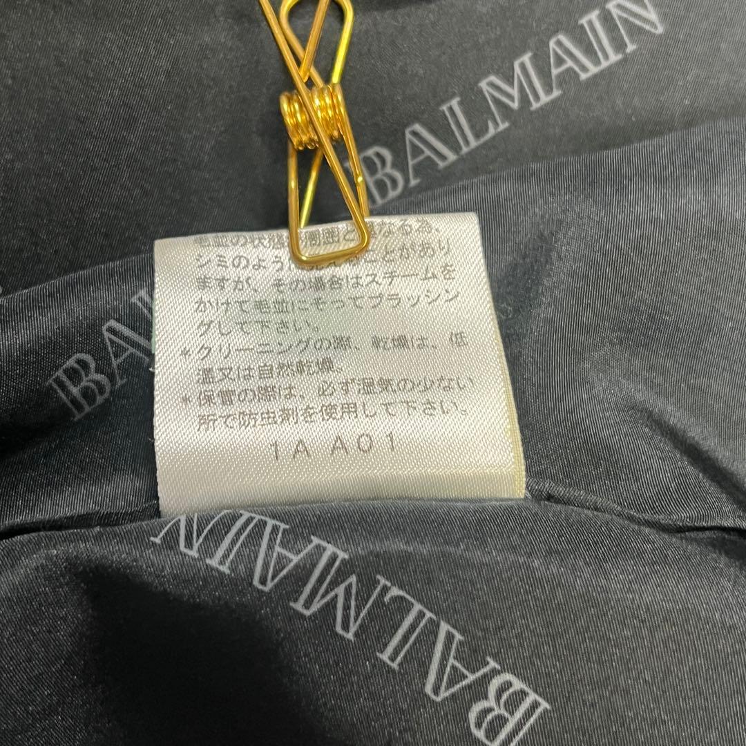 BALMAIN バルマン カシミヤ100% 裏地シルク ロングコート Mブラック