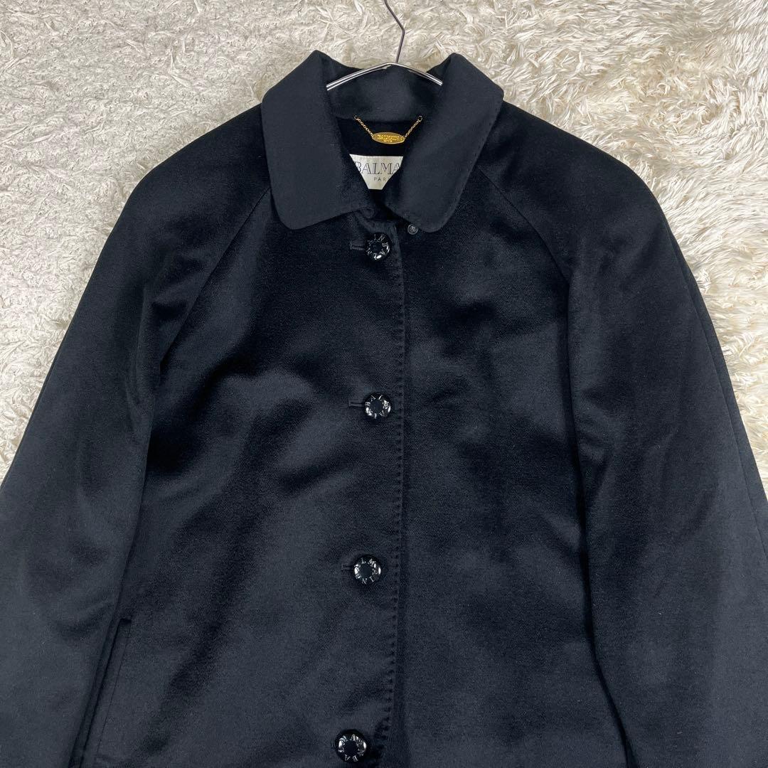 BALMAIN バルマン カシミヤ100% 裏地シルク ロングコート Mブラック
