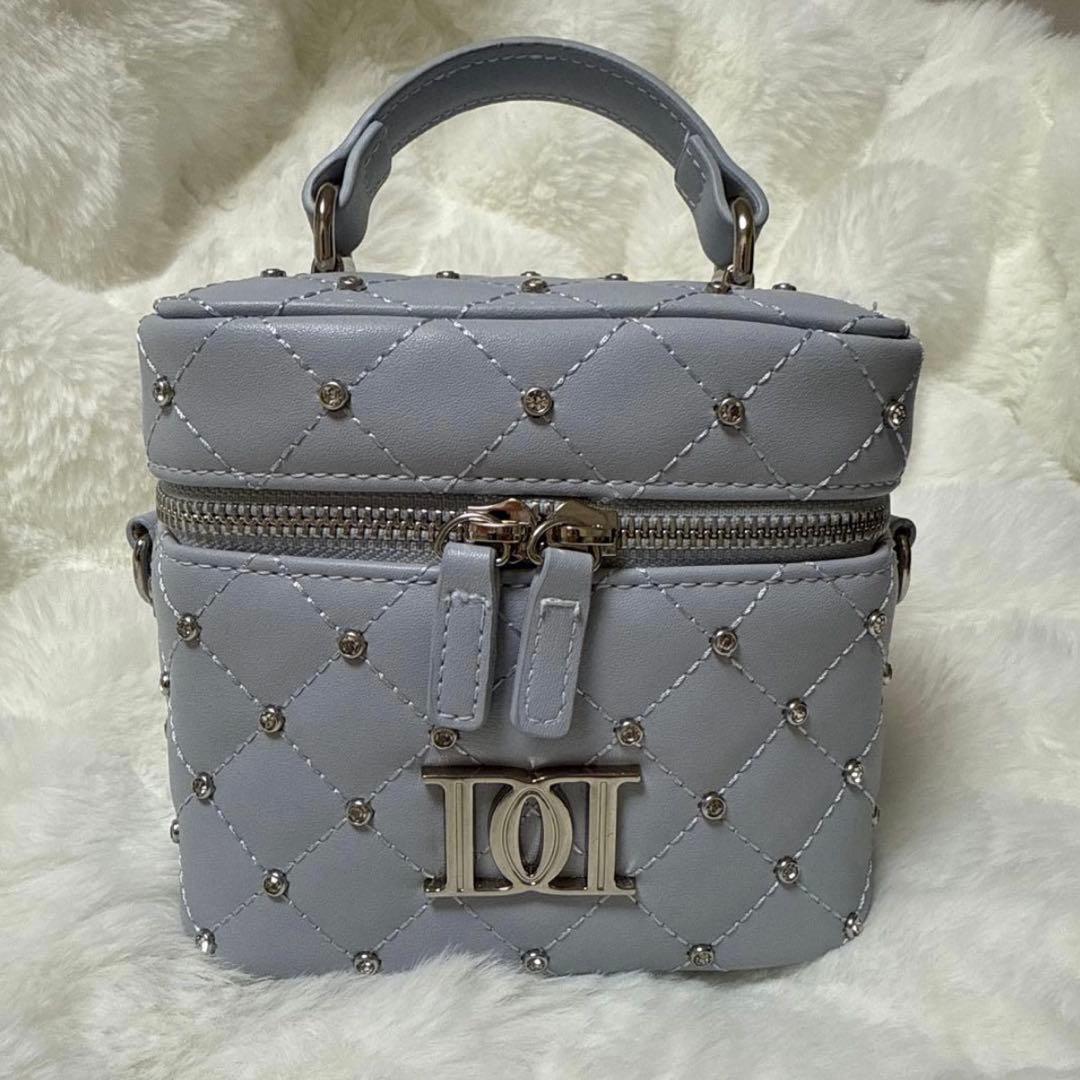 Darich キルティングビジュー スクエアミニバッグ バニティ サックス