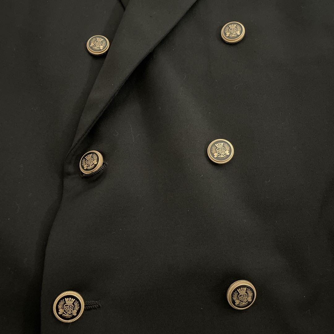 極上 漆黒ウール 黒金ボタン ダブルブレストスーツ OLD CELINEネクタイ