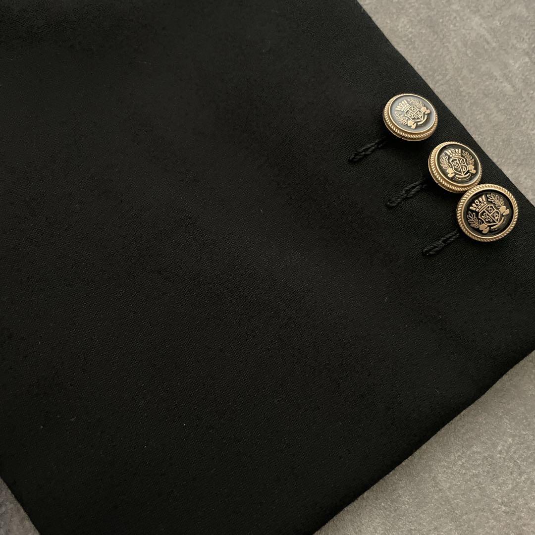 極上 漆黒ウール 黒金ボタン ダブルブレストスーツ OLD CELINEネクタイ