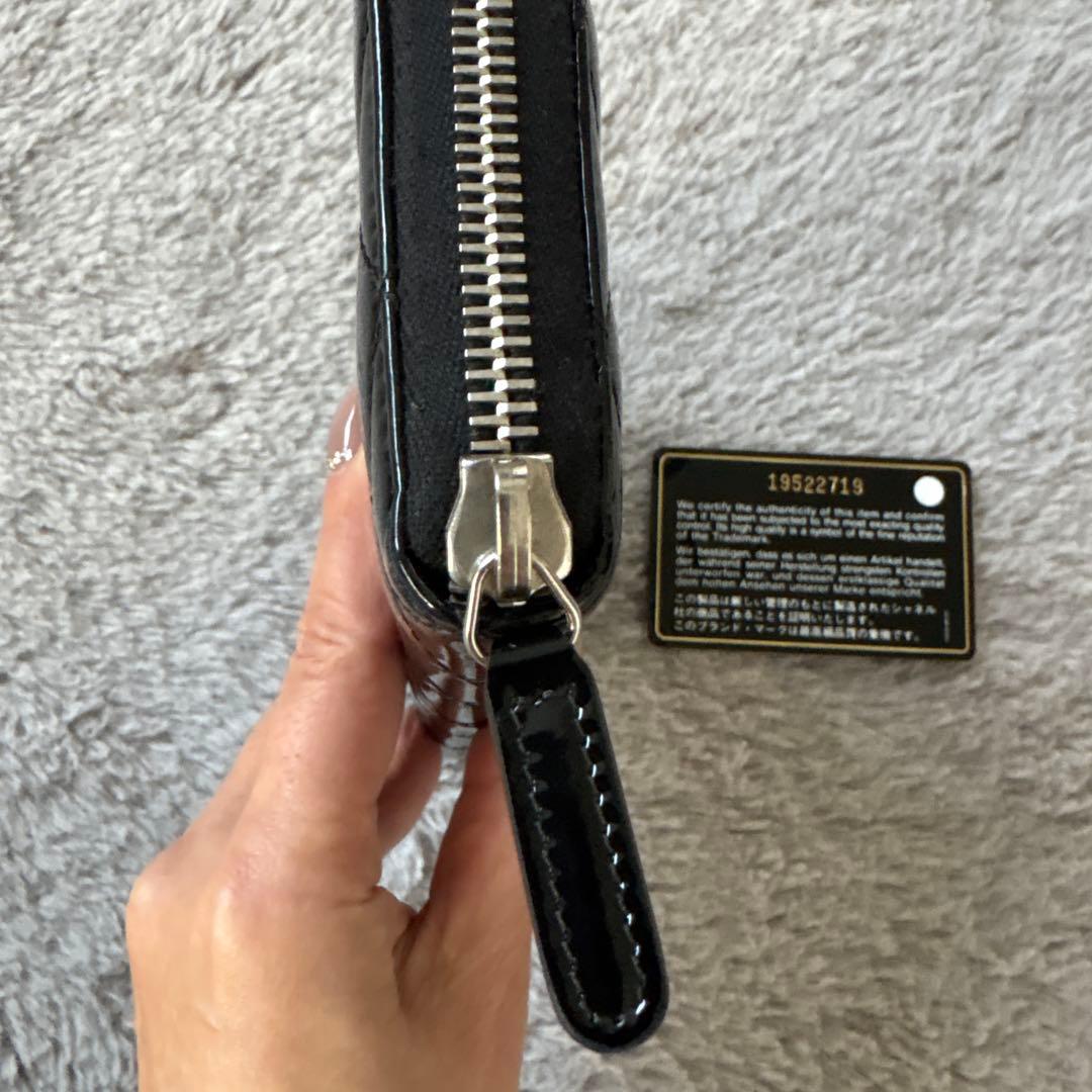 CHANEL 【美品】長財布 エナメル パテント マトラッセ ココマーク 黒