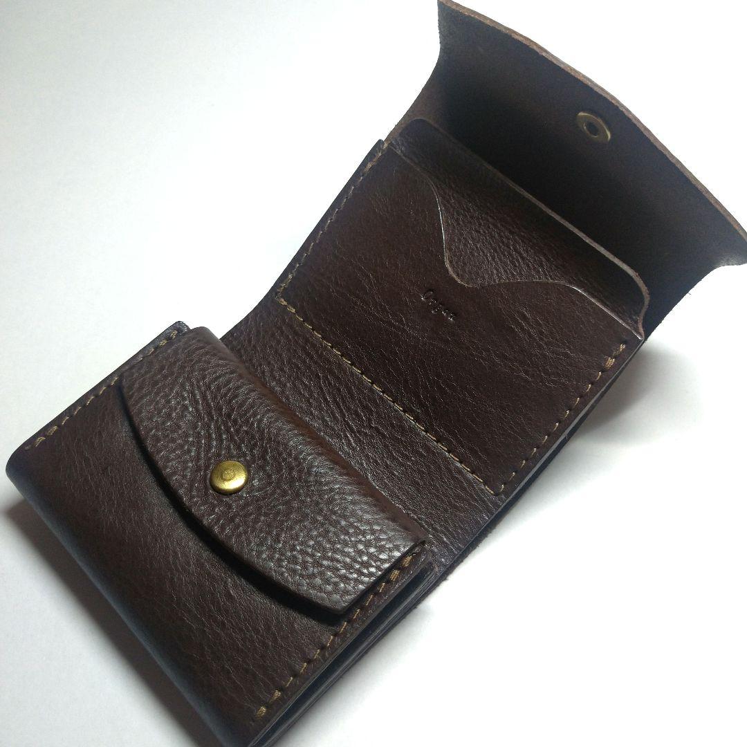 美品　 organ オルガン 三つ折り財布 シボ革 ダークブラウン